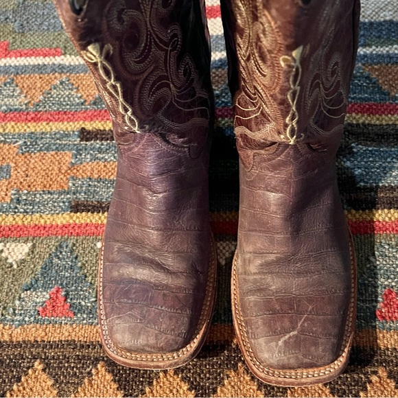 FERRINI Cowboy Boot Brown Leather Square Toe  Boot Men’s Size 8.5 D Women’s 10.5 main image 2